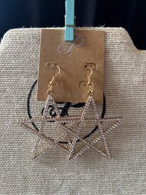 Plunder Rose Gold Star Crystal Drop Earrings
